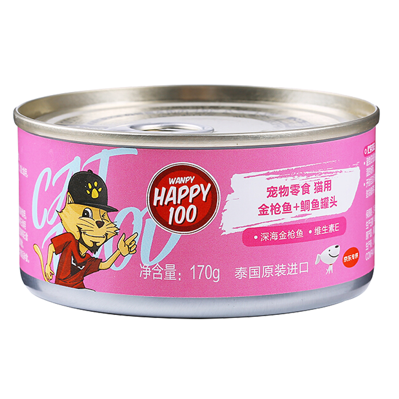 顽皮（Wanpy）泰国原装进口 顽皮（Wanpy）猫零食170g猫湿粮成猫零食猫罐头 金枪鱼+鲷鱼 24罐