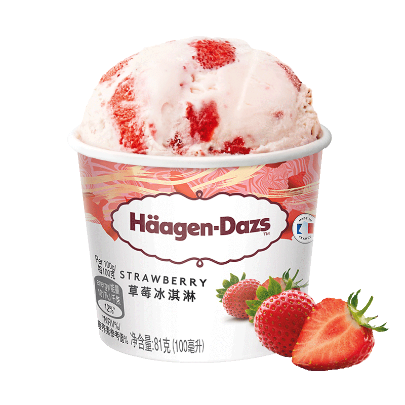 哈根达斯（Haagen Dazs）冰淇淋 草莓口味 小杯100ml京东冷链配送