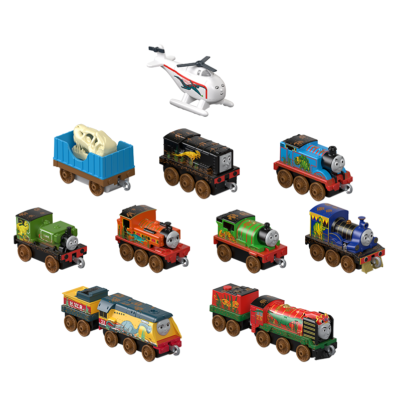 托马斯和朋友小火车恐龙套装男孩生日礼物火车模型火车头玩具-十辆装恐龙伙伴礼盒GHW15