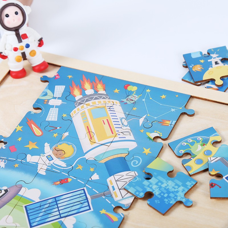 【六一儿童节礼物】魔法艾拉教育拼图儿童幼儿早教木质拼图男孩玩具女孩幼儿园小学生玩具生日礼物 【宇宙探索48片】（适合1-6岁宝宝）【有收纳袋】