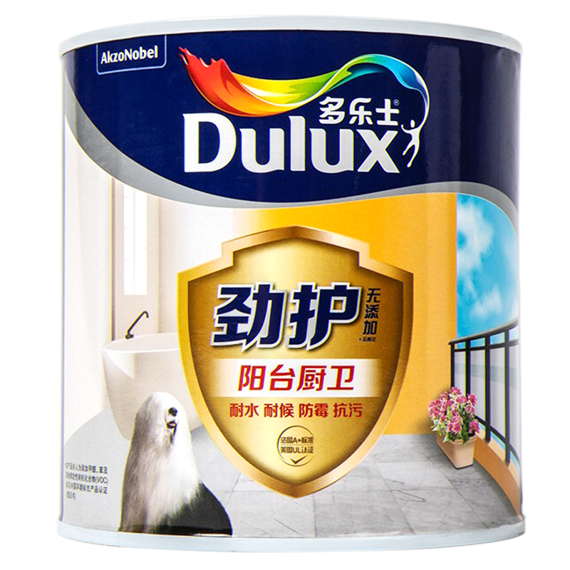 多乐士（Dulux）劲护无添加厨卫阳台漆 内墙乳胶漆 油漆涂料 墙漆 修补漆A8137 1L