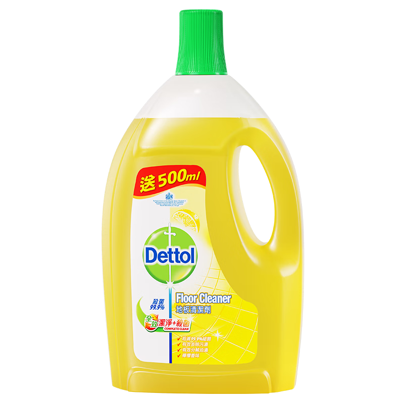 滴露（Dettol）地板清洁剂2L 柠檬清香 强效去污 有效杀菌  拖地 多种地板适用