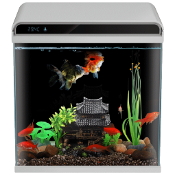 森森 超白玻璃智能一体小鱼缸HE-300款（长30cm）带水泵LED变色灯水温显示 桌面观赏性水族箱 免换水金鱼缸
