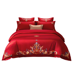 博洋（BEYOND）婚庆四件套结婚床上用品全棉套件喜庆婚床婚礼大红新婚红色纯棉 婚庆四件套—盛世爱恋 1.8米床(被套220*240厘米)