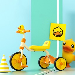 乐的小黄鸭儿童三轮脚踏车宝宝三轮车1-3-6骑行车 小粉鸭