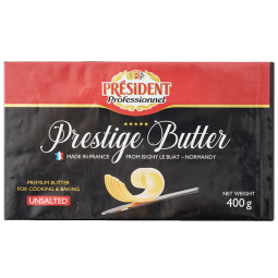 总统（President）法国进口发酵型动脂精选黄油 淡味 400g一块  早餐 面包 烘焙原料