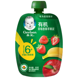 嘉宝（GERBER）嘉宝(Gerber)有机草莓香蕉苹果泥宝宝零食婴儿辅食90g