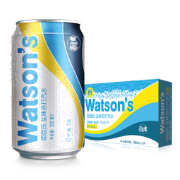 屈臣氏（Watsons）苏打汽水 盐味 0糖0脂0卡 气泡饮料 调酒推荐 330ml*24罐 整箱装