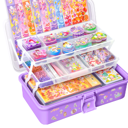 慢作咕卡套装古卡全套豪华咕卡贴纸手帐咕盘咕卡盘手账本奶油胶女孩儿童玩具姑卡估卡孤卡全套装新年礼物 195件咕卡套装+三层收纳箱