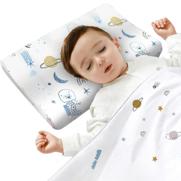 好孩子儿童乳胶枕幼儿园枕头新生宝宝安抚枕婴儿定型枕0-1-3-6-12岁四季 0-3岁婴幼儿款 星际蓝含换洗枕套