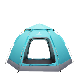 骆驼 CAMEL户外六角帐篷 野营加厚自动全套露营装备用品3-4双人双门帐篷 A9SPSY002-1，水蓝