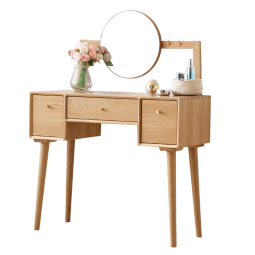 原始原素 实木梳妆台卧室现代简约北欧化妆台网红一体化妆桌B3054 梳妆台（B款）-0.8米-原木色 橡木