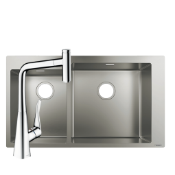 汉斯格雅（Hansgrohe）手工水槽加厚304不锈钢双槽套餐厨房洗菜水盆洗碗