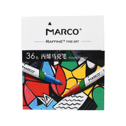 马可（MARCO）丙烯马克笔24色 彩色笔 彩笔 绘画套装 基础色系 D7830-24CB