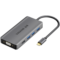 山泽 Type-C扩展坞USB-C转HDMI转接头VGA数据线 苹果电脑MacBookPro转换器 5合1【USB3.0*3+HDMI】VGA款
