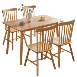 家逸实木餐桌现代简约餐桌椅组合中小户型家用吃饭桌子餐厅家具长方形