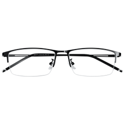 镜帅（Gimshy）纯钛近视眼镜男款半框眼镜框商务可配防蓝光防辐射眼镜架990070 黑色 配1.67防蓝光镜片0-800度