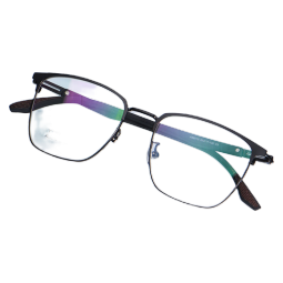镜帅（Gimshy）纯钛近视眼镜男款商务眼镜架配防蓝光防辐射眼镜框可配度数A98015 黑色 配1.61防蓝光镜片0-600度