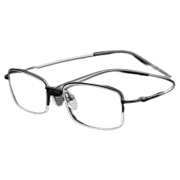 镜帅（Gimshy）纯钛近视眼镜男女款防蓝光防辐射眼镜框变色商务半框眼镜架5098 黑色 配1.56变色镜片0-600度