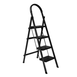泉枫梯子家用梯折叠人字梯室内爬梯楼梯扶梯踏步小梯子加厚加粗登高梯 加厚4步梯-黑色