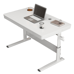 罗技（Logitech）升降电脑桌台办公桌学生家用手动可调节工作台暖白色/枫木色80*60
