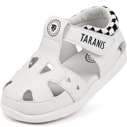 泰兰尼斯童鞋男宝宝学步鞋夏季包头凉鞋洞洞鞋 白黑 20码 鞋内长13.5cm 适合脚长12.5