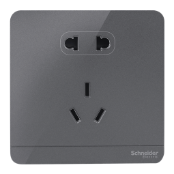 施耐德开关插座面板 绎尚系列荧光灰色五孔插座 墙壁电源插座二三级插座 五孔插座