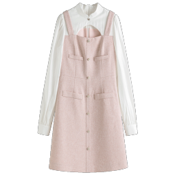 范思蓝恩23FS11173假两件拼接气质小香风连衣裙2023春季新款裙子 粉色 XS