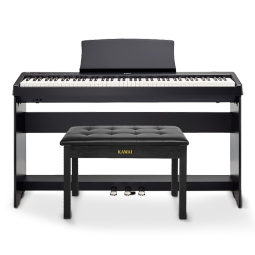 卡瓦依（KAWAI）ES120电钢琴便携式88键重锤逐键采音 成人儿童入门演奏数码钢琴 ES120黑色+木架+三踏板+琴凳礼包