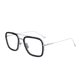 USEEME 钢铁侠眼镜方形太阳镜蜘蛛侠男潮近视紫外线变色墨镜板材钛框架蓝光 黑银框+0度灰色尼龙片