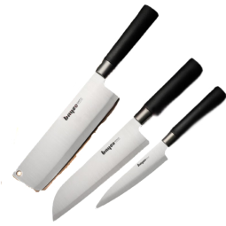 拜格拜格家用刀具组合厨房不锈钢菜刀套装德国工艺厨师刀小麦菜板菜刀 3件套（菜刀+料理刀+水果刀）