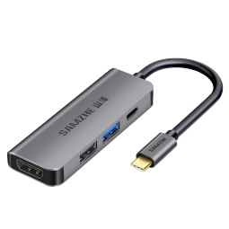 山泽 Type-C扩展坞USB-C转HDMI转接头VGA数据线 苹果电脑MacBookPro转换器 4合1【2口USB+PD】HDMI款