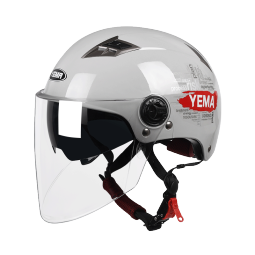 野马（YEMA）电动摩托车头盔夏季男女士3C认证安全帽成人双镜片防晒电瓶车半盔 冷淡灰字母-透明长镜 均码