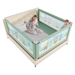 M-CASTLE德国床围栏婴儿童床上防摔床护栏宝宝床边防掉床挡板防窒息床围挡 冰绿色2.0米/防窒息款-单面装