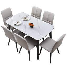 全友家居岩板餐桌 现代简约桌椅组合 冰川系列高颜值时尚饭桌小户型客厅家具670163 单餐桌（岩板）