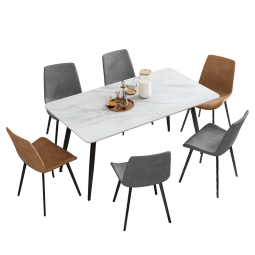 A家 岩板餐桌椅组合 12mm方形饭桌家用小户型 餐厅家具 FAT603 1.4米(雪山白-哑光岩板) 单餐桌