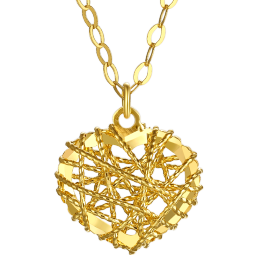 周六福珠宝 黄18K金项链女款 爱心彩金项链吊坠生C067935 约40+5cm