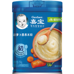 嘉宝(Gerber)米粉婴儿辅食 高铁米粉宝宝维C米糊 【初期】胡萝卜250g 1