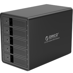 奥睿科（ORICO） 硬盘盒硬盘柜3.5英寸USB3.0磁盘柜机械硬盘移动外接外置多盘位存储盒子 五盘位-全铝硬盘柜【无RAID功能|90TB扩容】 USB3.0接口-黑色