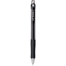 三菱（Uni）M5-100活动铅笔 0.5mm学生自动铅笔橡胶手握透明彩色杆带橡皮可擦笔 黑色 1支装