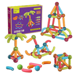 纽奇（Nukied）儿童磁力棒积木大颗粒磁铁玩具创意拼搭3-6岁男女孩早教玩具礼物 强磁【54件套】彩盒装