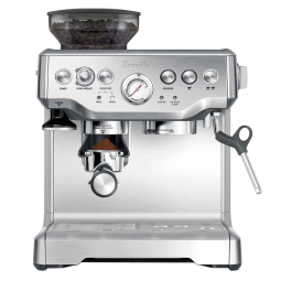 铂富（Breville）BES870 半自动意式咖啡机 家用 咖啡粉制作 多功能咖啡机 流光银 Brushed Stainless Steel