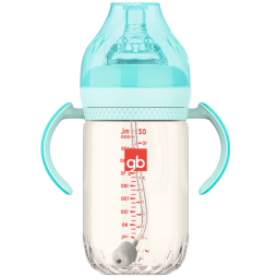 好孩子（gb）PPSU婴儿奶瓶宽口径奶瓶带手柄吸管铂金系列300ml孔雀蓝 6个月+