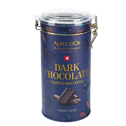 爱普诗（Alpes d'Or）纯黑巧克力礼盒瑞士进口520情人节礼物送女友 健身饱腹 糖果烘焙 85%黑巧铁罐礼盒500g*1