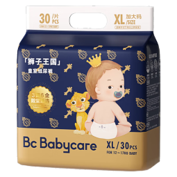 bc babycare皇室弱酸狮子王国新生儿纸尿裤宝宝尿不湿透气强吸收成长裤 纸尿裤XL码30片【12-17kg】