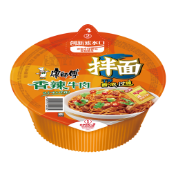 康师傅 方便面整箱装 干拌面香辣牛肉  拌面泡面碗装速食  132g*12盒