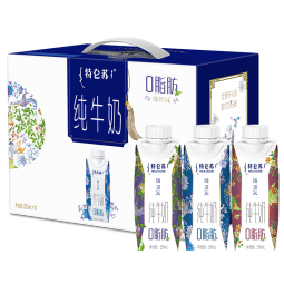 蒙牛 特仑苏 嗨Milk 脱脂纯牛奶京绣版 250ml×10 梦幻盖礼盒装 
