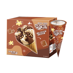 伊利 巧乐兹香草巧克力口味脆皮甜筒冰淇淋73g*6支/盒雪糕冰激凌冷饮 