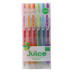 百乐（PILOT） Juice彩色中性笔LJU-10EF按动水性笔果汁彩笔黑手帐学生用儿童套装 常规色6色套装 0.5mm