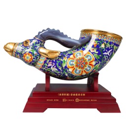 收藏天下张同禄景泰蓝富贵恒通兽首杯办公室摆件商务礼收藏品铜胎掐丝珐琅